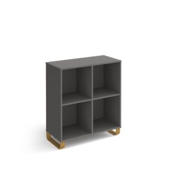Cairo cube storage unit 950mm high with 4 open boxes and sleigh frame legs grey - CRCS2-2-OG