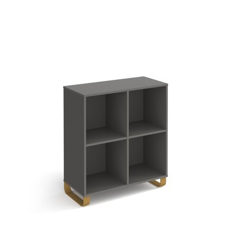 Cairo cube storage unit 950mm high with 4 open boxes and sleigh frame legs grey - CRCS2-2-OG