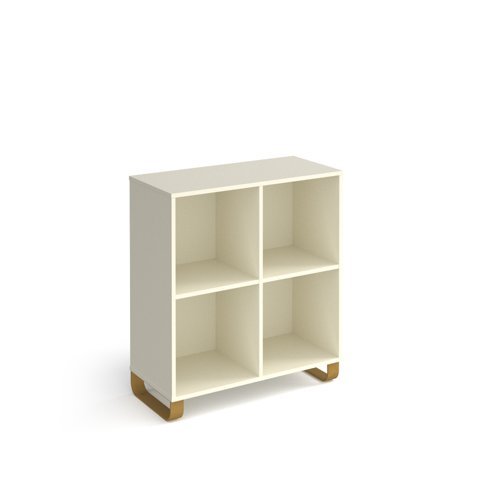 Cairo cube storage unit 950mm high with 4 open boxes and sleigh frame legs white - CRCS2-2-WH