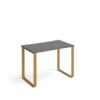 Cairo straight desk 1000mm x 600mm with sleigh frame legs brass frame grey top - CR610-OG