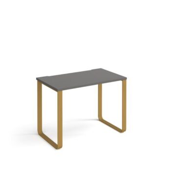 Cairo straight desk 1000mm x 600mm with sleigh frame legs brass frame grey top - CR610-OG