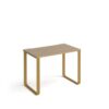Cairo straight desk 1000mm x 600mm with sleigh frame legs brass frame oak top - CR610-KO