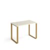 Cairo straight desk 1000mm x 600mm with sleigh frame legs brass frame white top - CR610-WH