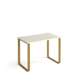 Cairo straight desk 1000mm x 600mm with sleigh frame legs brass frame white top - CR610-WH