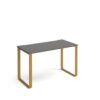 Cairo straight desk 1200mm x 600mm with sleigh frame legs brass frame grey top - CR612-OG
