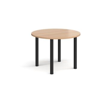 Circular black radial leg meeting table 1000mm beech - DRL1000C-K-B