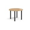 Circular black radial leg meeting table 1000mm oak - DRL1000C-K-O