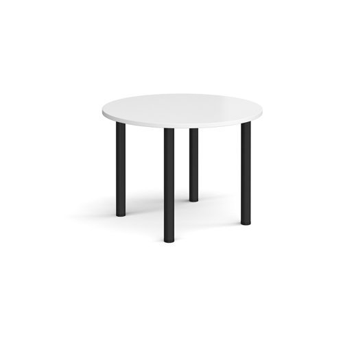 Circular black radial leg meeting table 1000mm white - DRL1000C-K-WH