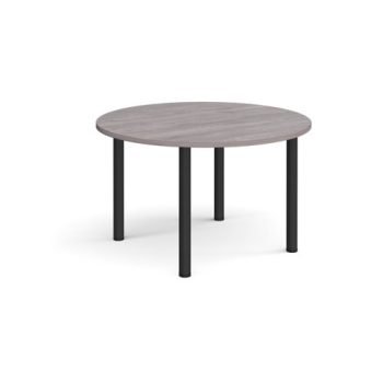 Circular black radial leg meeting table 1200mm grey oak - DRL1200C-K-GO