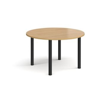 Circular black radial leg meeting table 1200mm oak - DRL1200C-K-O