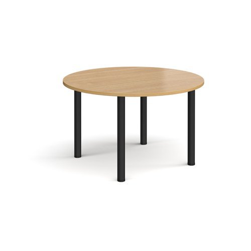 Circular black radial leg meeting table 1200mm oak - DRL1200C-K-O