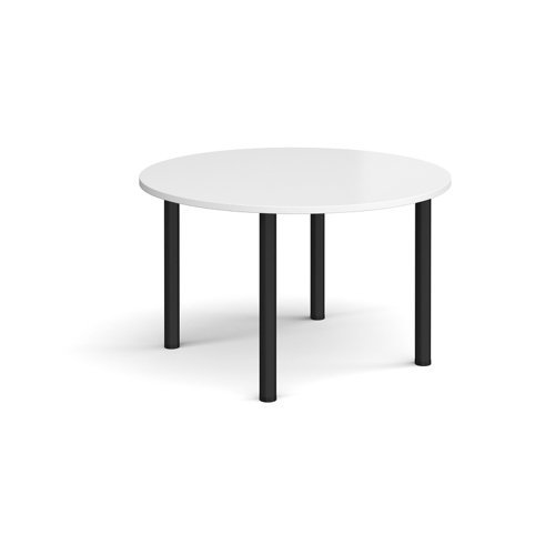 Circular black radial leg meeting table 1200mm white - DRL1200C-K-WH