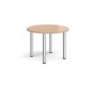 Circular chrome radial leg meeting table 1000mm beech - DRL1000C-C-B