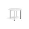Circular chrome radial leg meeting table 1000mm white - DRL1000C-C-WH