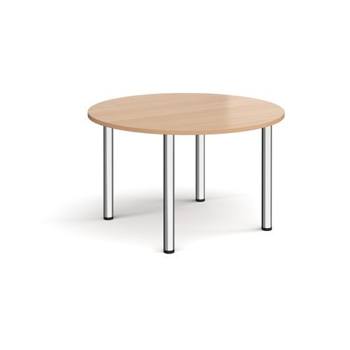 Circular chrome radial leg meeting table 1200mm beech - DRL1200C-C-B