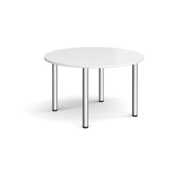 Circular chrome radial leg meeting table 1200mm white - DRL1200C-C-WH
