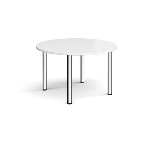 Circular chrome radial leg meeting table 1200mm white - DRL1200C-C-WH