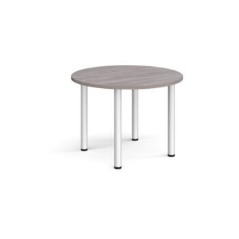 Circular silver radial leg meeting table 1000mm grey oak - DRL1000C-S-GO