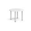 Circular silver radial leg meeting table 1000mm white - DRL1000C-S-WH