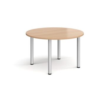 Circular silver radial leg meeting table 1200mm beech - DRL1200C-S-B