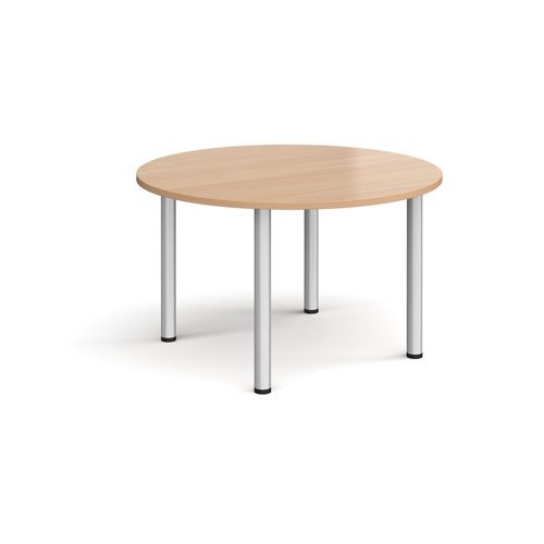 Circular silver radial leg meeting table 1200mm beech - DRL1200C-S-B