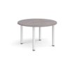 Circular silver radial leg meeting table 1200mm grey oak - DRL1200C-S-GO