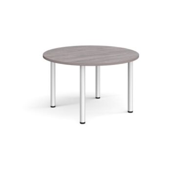 Circular silver radial leg meeting table 1200mm grey oak - DRL1200C-S-GO
