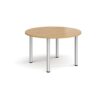 Circular silver radial leg meeting table 1200mm oak - DRL1200C-S-O