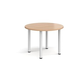Circular white radial leg meeting table 1000mm beech - DRL1000C-WH-B