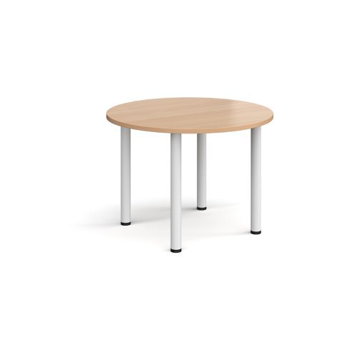 Circular white radial leg meeting table 1000mm beech - DRL1000C-WH-B