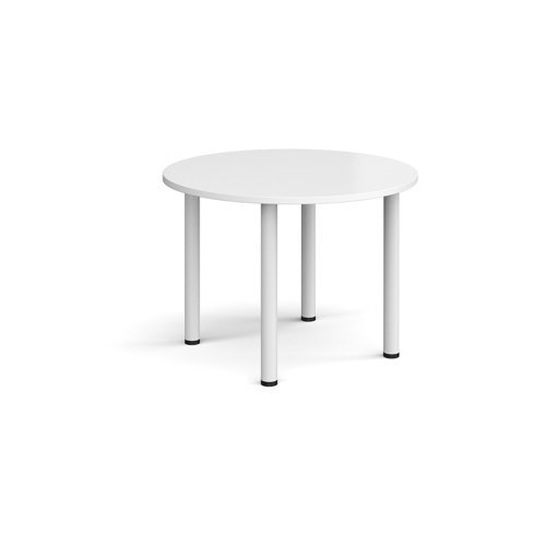 Circular white radial leg meeting table 1000mm white - DRL1000C-WH-WH