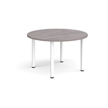 Circular white radial leg meeting table 1200mm grey oak - DRL1200C-WH-GO