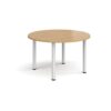 Circular white radial leg meeting table 1200mm oak - DRL1200C-WH-O