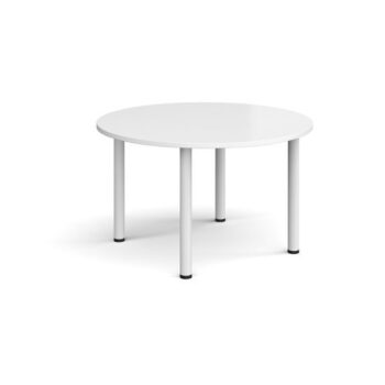 Circular white radial leg meeting table 1200mm white - DRL1200C-WH-WH