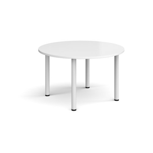 Circular white radial leg meeting table 1200mm white - DRL1200C-WH-WH