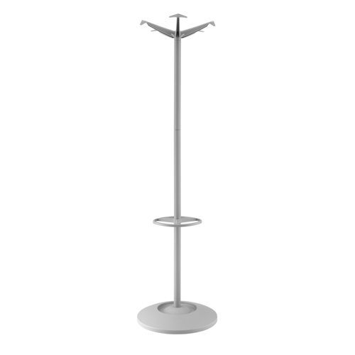 Coat & umbrella stand with 10 coat hooks and 8 umbrella hooks 1720mm high grey - PMC001
