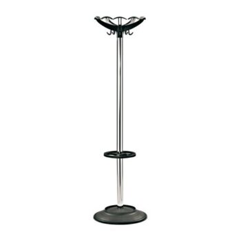 Coat & umbrella stand with 10 coat hooks and 8 umbrella hooks 1730mm high black/chrome - PMC002