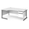 Contract 25 left hand ergonomic desk with 2 drawer pedestal and graphite cantilever leg 1800mm white top - CC18EL2-G-WH