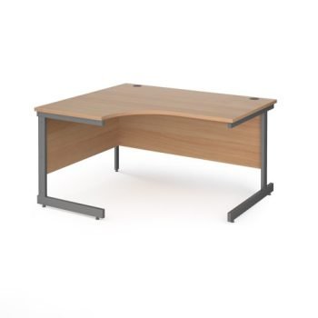 Contract 25 left hand ergonomic desk with graphite cantilever leg 1400mm beech top - CC14EL-G-B