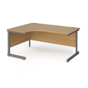 Contract 25 left hand ergonomic desk with graphite cantilever leg 1600mm oak top - CC16EL-G-O