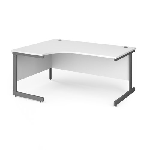 Contract 25 left hand ergonomic desk with graphite cantilever leg 1600mm white top - CC16EL-G-WH