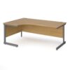 Contract 25 left hand ergonomic desk with graphite cantilever leg 1800mm oak top - CC18EL-G-O