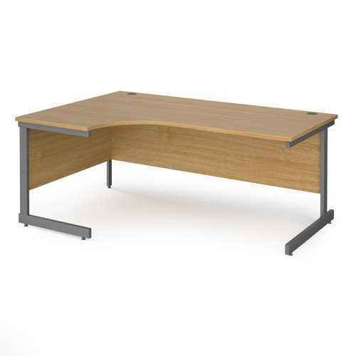 Contract 25 left hand ergonomic desk with graphite cantilever leg 1800mm oak top - CC18EL-G-O