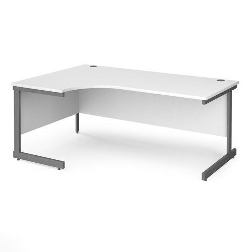 Contract 25 left hand ergonomic desk with graphite cantilever leg 1800mm white top - CC18EL-G-WH