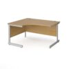 Contract 25 left hand ergonomic desk with silver cantilever leg 1400mm oak top - CC14EL-S-O