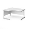 Contract 25 left hand ergonomic desk with silver cantilever leg 1400mm white top - CC14EL-S-WH