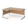 Contract 25 left hand ergonomic desk with silver cantilever leg 1600mm beech top - CC16EL-S-B