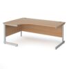 Contract 25 left hand ergonomic desk with silver cantilever leg 1800mm beech top - CC18EL-S-B