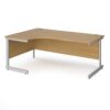 Contract 25 left hand ergonomic desk with silver cantilever leg 1800mm oak top - CC18EL-S-O
