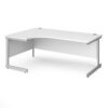 Contract 25 left hand ergonomic desk with silver cantilever leg 1800mm white top - CC18EL-S-WH
